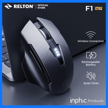 Mouse Gaming Wireless Silent Click Rechargeable Battery F1 INPHIC