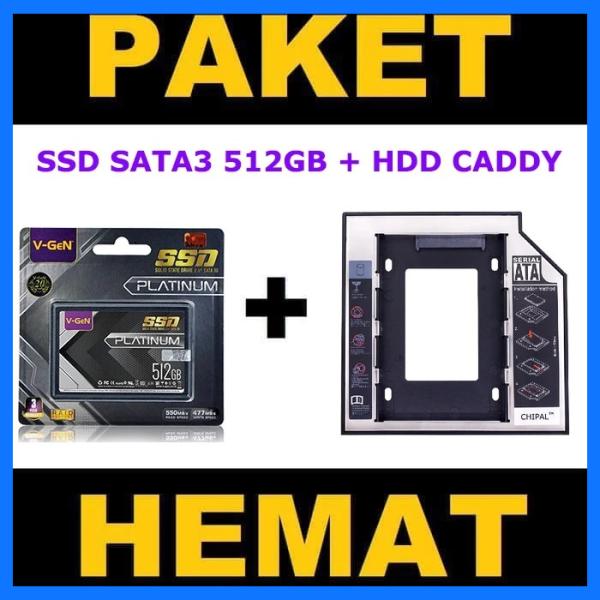 SSD RESCUE PLATINUM 480GB 512GB V-GeN SATA 3 + HDD Caddy 12.7mm/9.5mm DVD Slot to HDD Slot