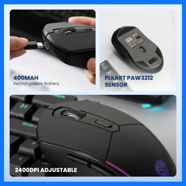 Rexus SH10 Mouse Gaming Wireless Rechargeable Baterai RGB